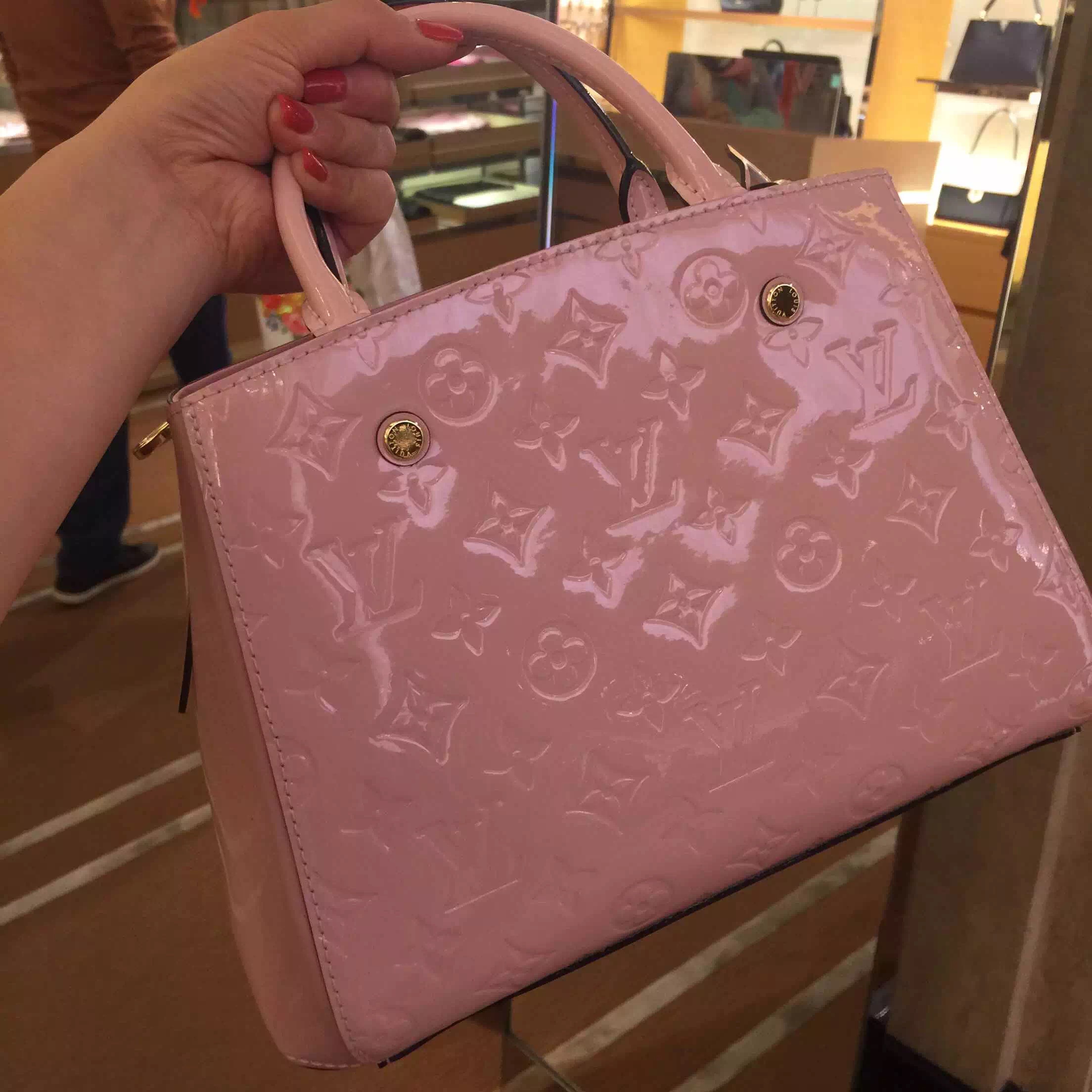 Real Louis Vuitton Montaigne BB Bag M50404 Rose Ballerine
